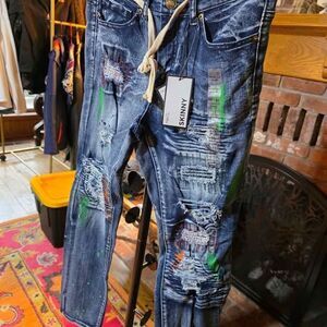 Rue21 Supreme Flex Skinny Jeans W28 L30 Distressed Paint Splatter